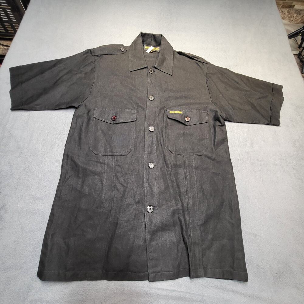 Billion Bay New York Shirt Mens S Black Short‎ Sleeve Button Up Linen Blend